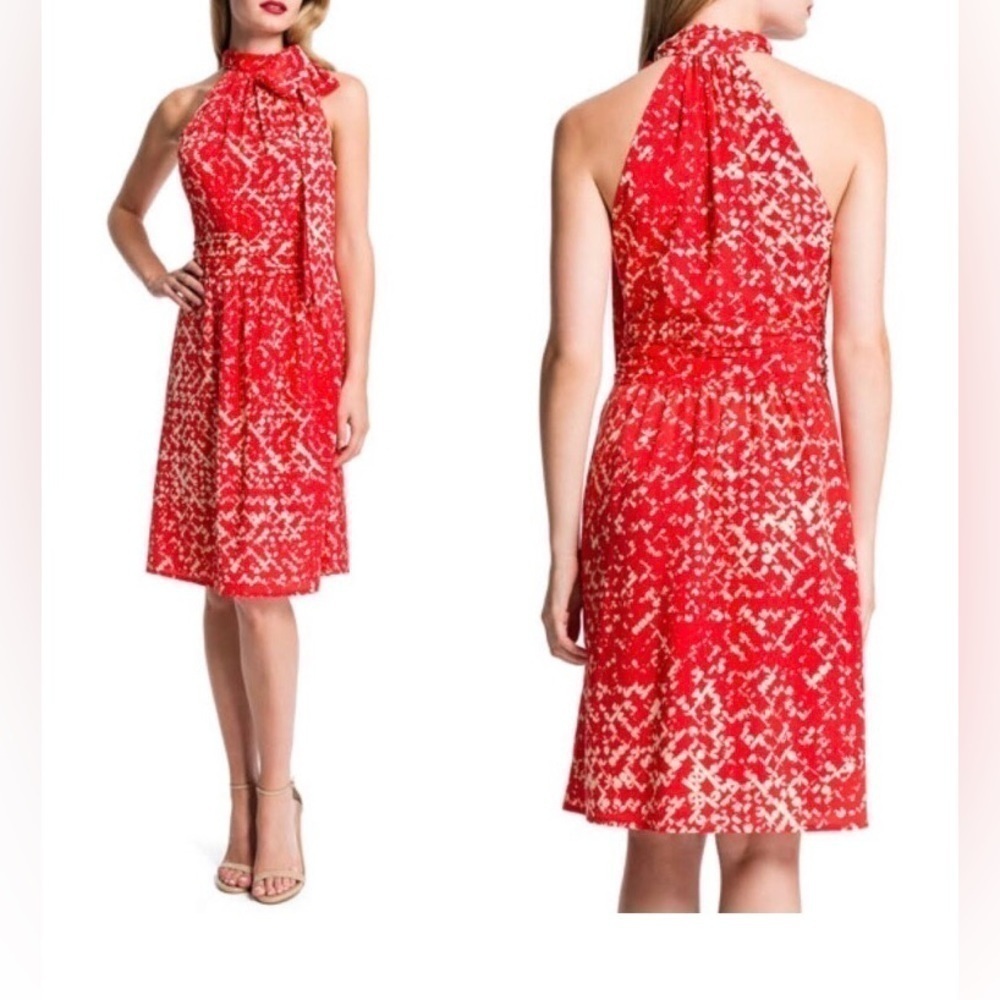 CYNTHIA STEFFE ORANGE PRINT HALTER DRESS (0949)